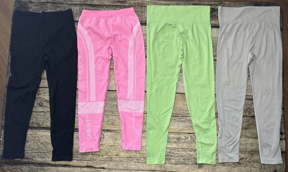 4pc Scrunch Butt High Waist Activewear Leggings Lot Large Yoga Workout Pink